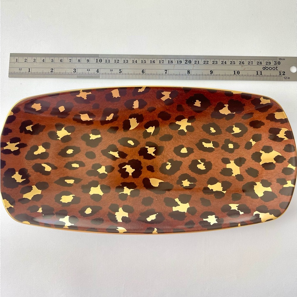 L'objet Leopard Medium Tray New in Box 11.75”x5.5” Porcelain and Gold - Picture 5 of 9